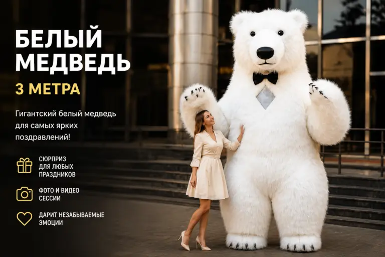 Медведь — ростовая кукла высотой 3 метра